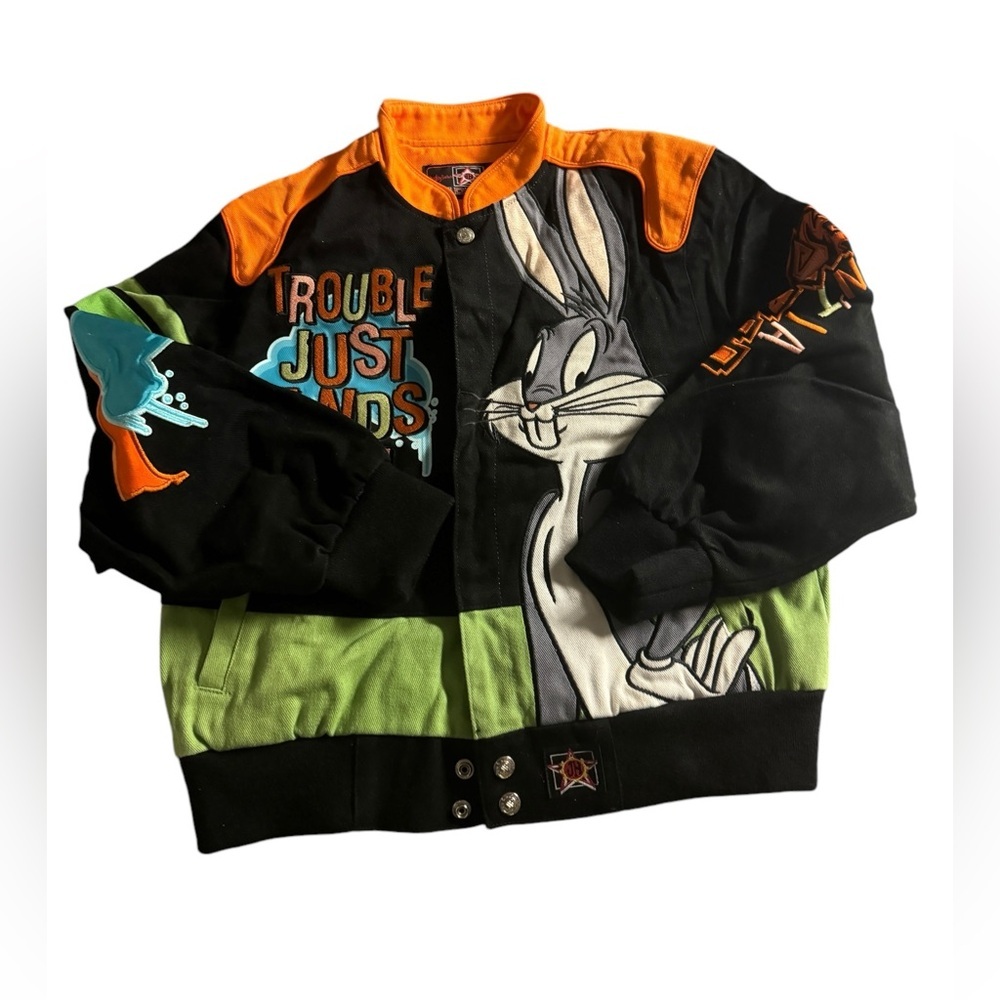 NWT Looney Tunes VTG USA Junior Jacket Sz L. Bugs Bunny. Cartoon Network RARE